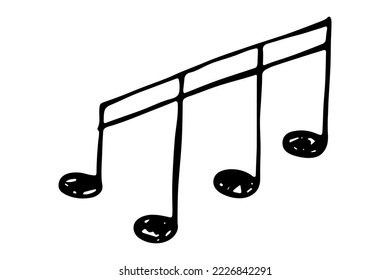 Musiknote doodle. Handgezeichnetes musikalisches Symbol. Einzelne Elemente für Druck, Web, Design, Dekoration, Logo