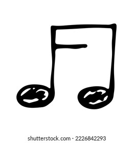 Music note doodle. Hand drawn musical symbol. Single element for print, web, design, decor, logo