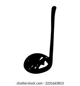 Music note doodle. Hand drawn musical symbol. Single element for print, web, design, decor, logo