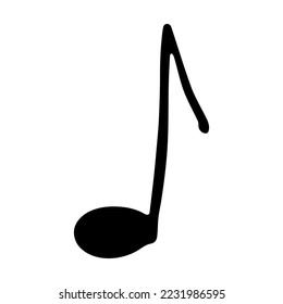 Music note doodle. Hand drawn musical symbol. Single element for print, web, design, decor, logo