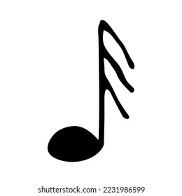 Music note doodle. Hand drawn musical symbol. Single element for print, web, design, decor, logo