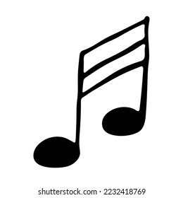 Music note doodle. Hand drawn musical symbol. Single element for print, web, design, decor, logo