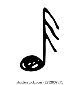 Music note doodle. Hand drawn musical symbol. Single element for print, web, design, decor, logo