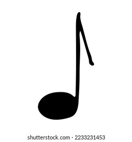Musiknote doodle. Handgezeichnetes musikalisches Symbol. Einzelne Elemente für Druck, Web, Design, Dekoration, Logo