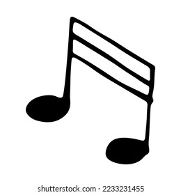 Music note doodle. Hand drawn musical symbol. Single element for print, web, design, decor, logo