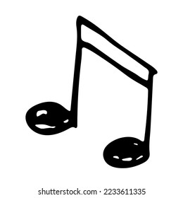 Music note doodle. Hand drawn musical symbol. Single element for print, web, design, decor, logo