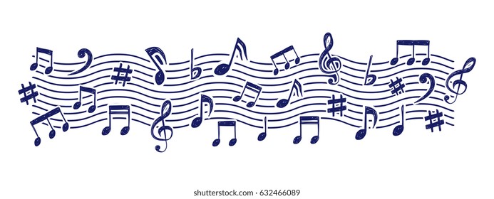 music note doodle, hand drawn style