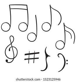 music note doodle handdrawn cartoon illustration
