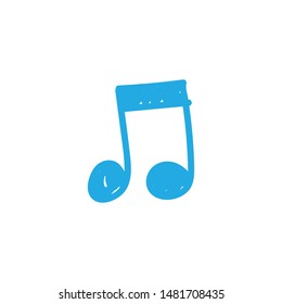 Music note doodle icon, hand drawn musical symbol