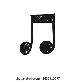 Music note doodle icon, hand drawn musical symbol