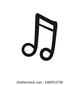 Music note doodle icon, hand drawn musical symbol