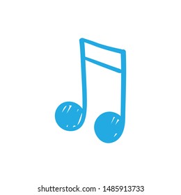 Music note doodle icon, hand drawn musical symbol