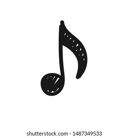 Music note doodle icon, hand drawn musical symbol