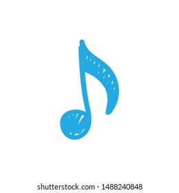 Music note doodle icon, hand drawn musical symbol