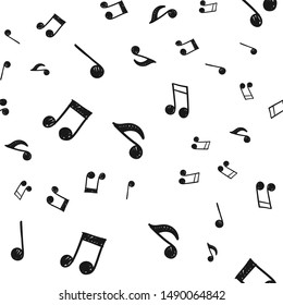 Music note doodle icons pattern. Seamless texture of hand drawn musical notes. Background. 