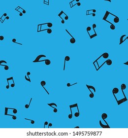 Music note doodle icons pattern. Seamless texture of hand drawn musical notes. Background. 