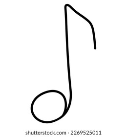 Music note doodle line icon. Vector isolated on white.