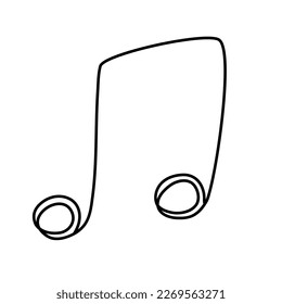 Music note doodle line icon. Vector isolated on white.