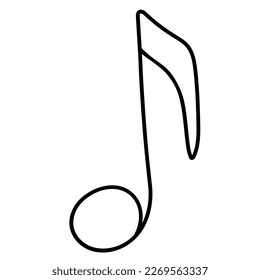 Music note doodle line icon. Vector isolated on white.