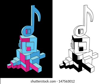 Music note doodle poster. EPS8.