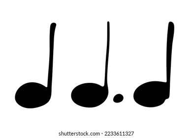 Music note doodle set. Hand drawn musical symbol. Elements for print, web, design, decor, logo