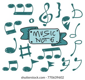 Music note doodle set vector illustration