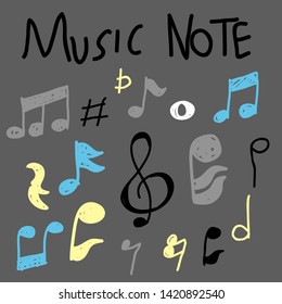 music note with doodle style 