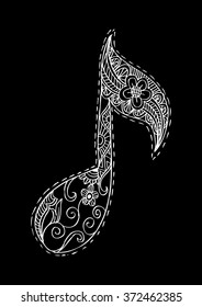 Music Note. Doodle style.