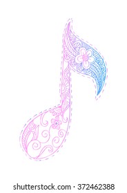 Music Note. Doodle style.