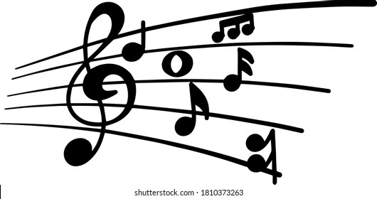 Music note doodle style in white background.