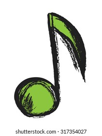 music note doodle, vector illustration