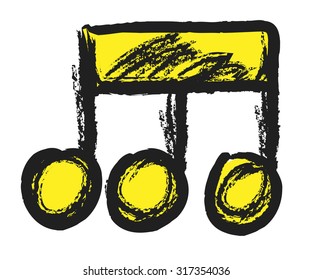 music note doodle, vector illustration