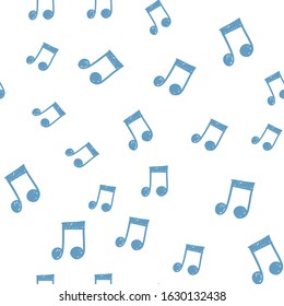 Music note doodles seamless pattern. Musical melody icon texture.