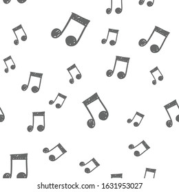 Music note doodles seamless pattern. Musical melody icon texture.