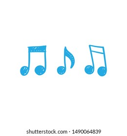 Music note doodles. Set of musical melody symbols. Hand drawn illustrations,