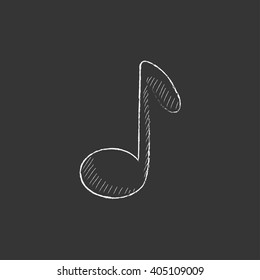 Music note. Drawn in chalk icon.