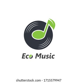 music note eco leave vector illustration icon design