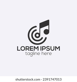 Diseño de logotipo de notas musicales o de elementos ilustraciones de plantillas vectoriales aisladas