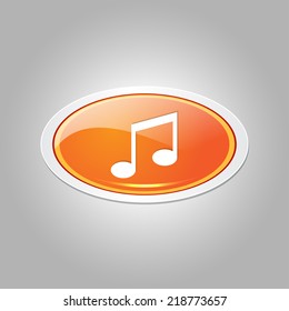 Music Note Elliptical Vector Orange Web Icon Button