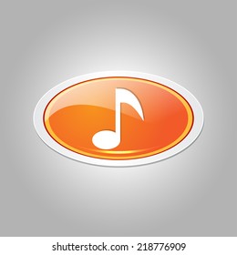 Music Note Elliptical Vector Orange Web Icon Button