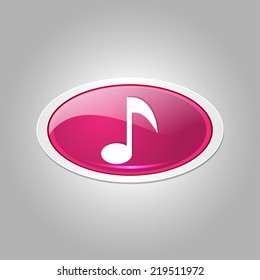 Music Note Elliptical Vector Pink Web Icon Button