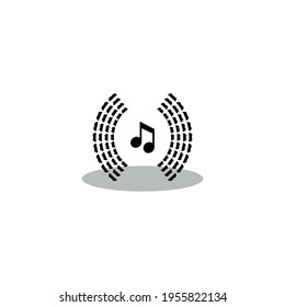 Music note and equalizer flat icon. Simple style bass music symbol. Audio sign. Logo design element. T-shirt printing. Vector for sticker.