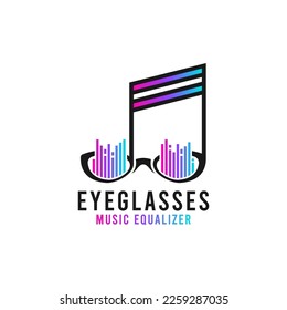 Music Note and Eyeglass Combination Logo Design.