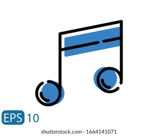 music note filled line style icon on white background. EPS 10