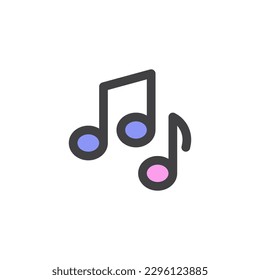 Music note filled outline icon, line vector sign, linear colorful pictogram isolated on white. Symbol, logo illustration. Vector graphics