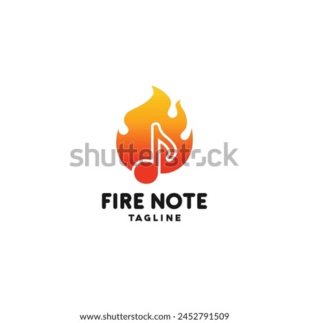Music note and fire combined on a single creative design, Fire Note Logo Design Symbol Template Flat Style Vector Illustration
