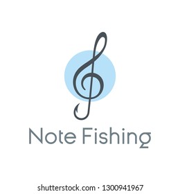music note and fishing hook logo design vector inspiration. 