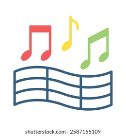 Music Note flat color, mini illustration icon. use for modern concept, print, UI, UX kit, web and app development. Vector EPS 10, related to entertainment, festival, funfair and hobbies.