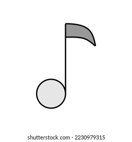 Music note flat color vector grayscale icon. Graph symbol for music and sound web site and apps design, logo, app, UI