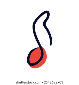 Nota musical en diseño plano. Audio musical y símbolo de sonido en forma de doodle. Ilustración vectorial aislada.
